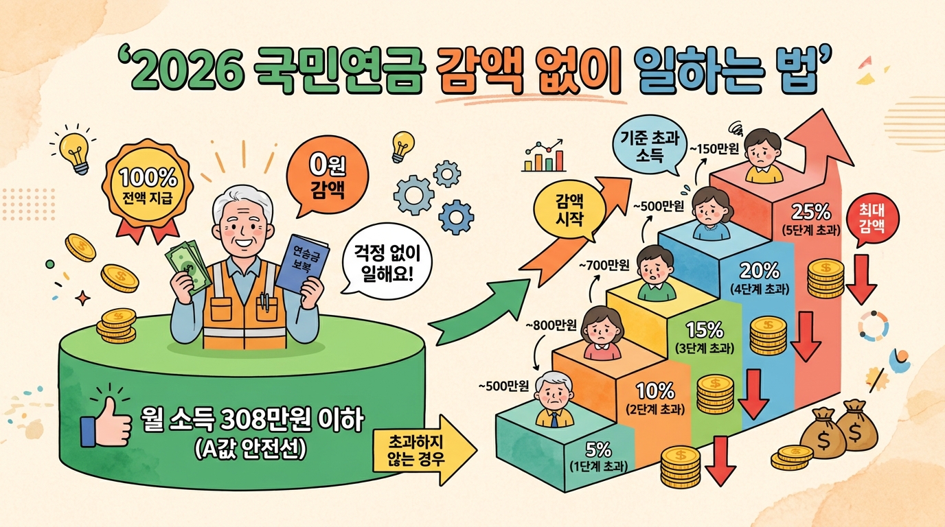 국민연금 소득 감액 기준 인포그래픽