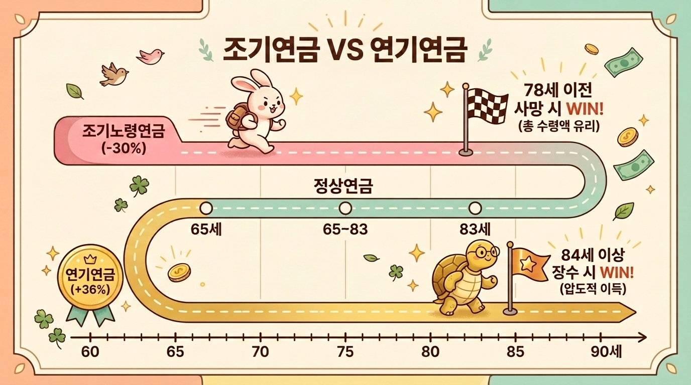 조기연금 vs 연기연금 손익분기점 비교